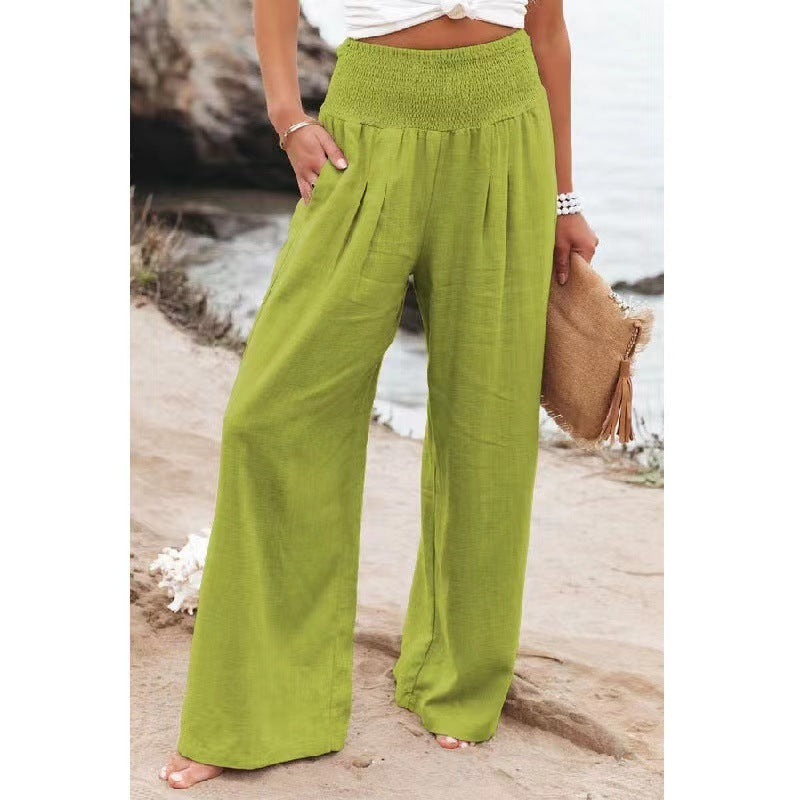 Clémence – Pantalon Large en Lin et Coton pour un Look Décontracté et Élégant