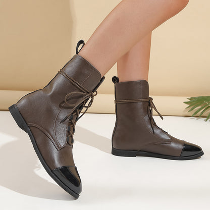 Gabrielle – Bottines Noires Mi-Mollet au Style Rock et Intemporel