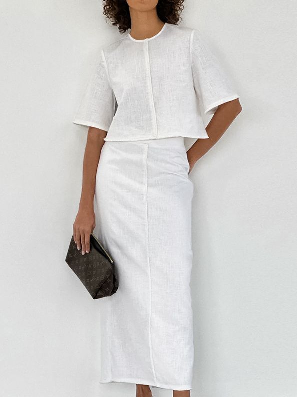 Charlotte | Costume  Ajusté en Coton et Lin – Élégance Naturelle.