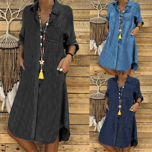 Charlotte – Robe en Jean Taille Plus , Élégance et Confort au Quotidien