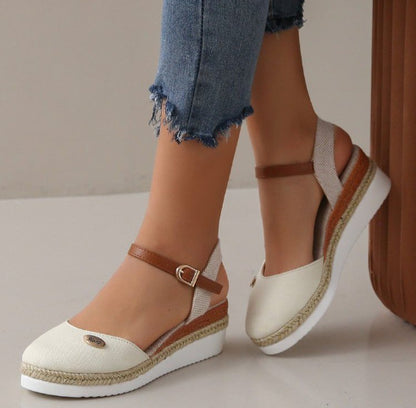 Anaïs - Sandales Compensées en Corde Naturelle au Style Bohème