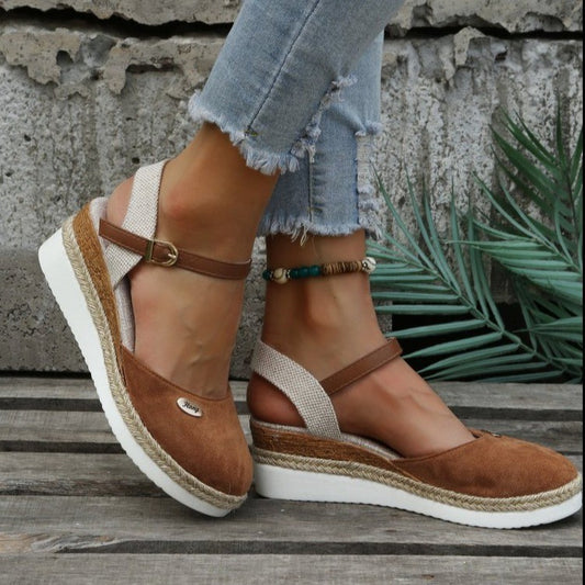 Anaïs - Sandales Compensées en Corde Naturelle au Style Bohème