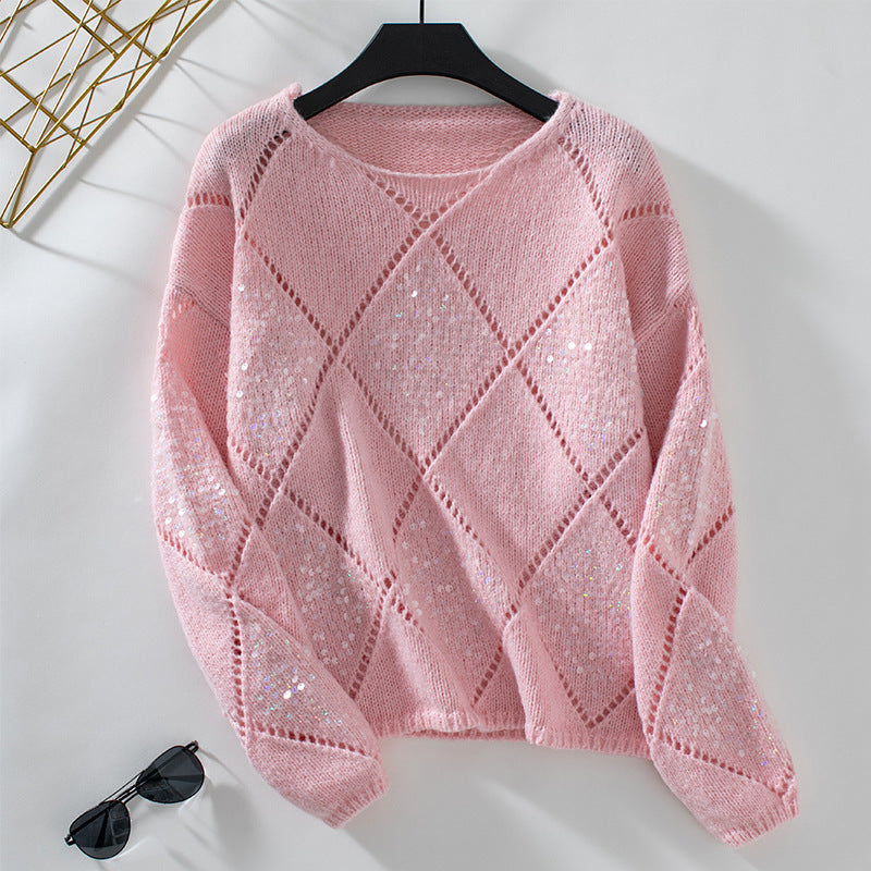 Manon –Pull-over ajouré à sequins , Élégance et confort