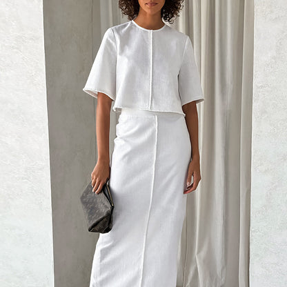 Charlotte | Costume  Ajusté en Coton et Lin – Élégance Naturelle.