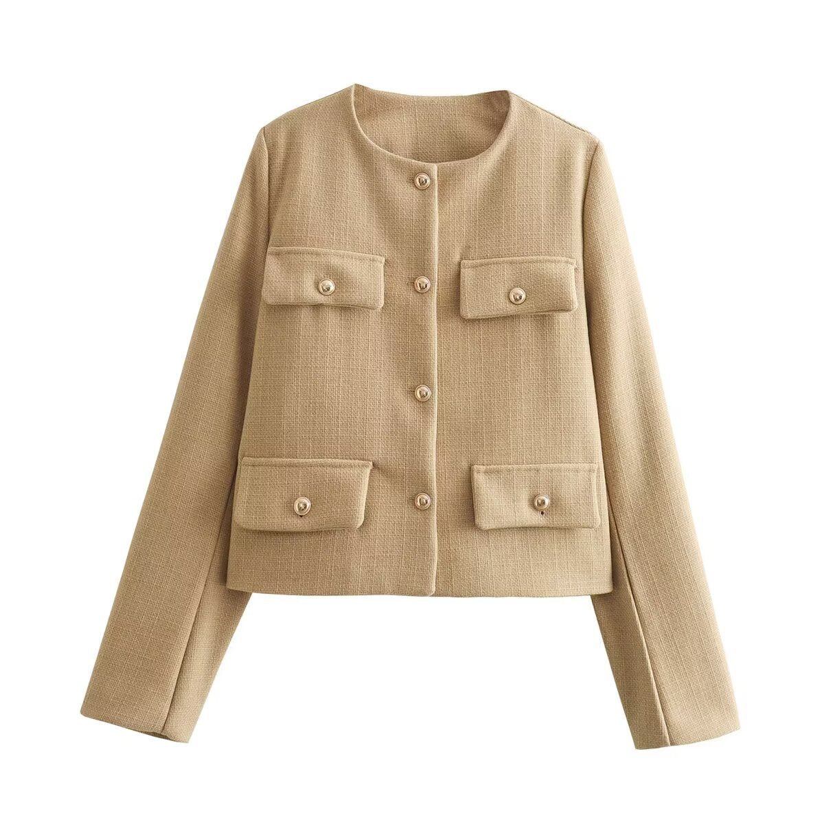 Élise | Veste Courte Femme Élégante avec Boutons – Chic et Polyvalente.