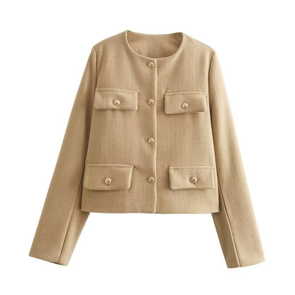Élise | Veste Courte Femme Élégante avec Boutons – Chic et Polyvalente.