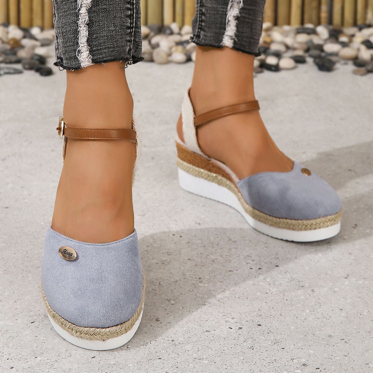Anaïs - Sandales Compensées en Corde Naturelle au Style Bohème