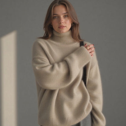 Clémence – Pull Col Roulé Oversize en Cachemire : Douceur et Élégance Intemporelle